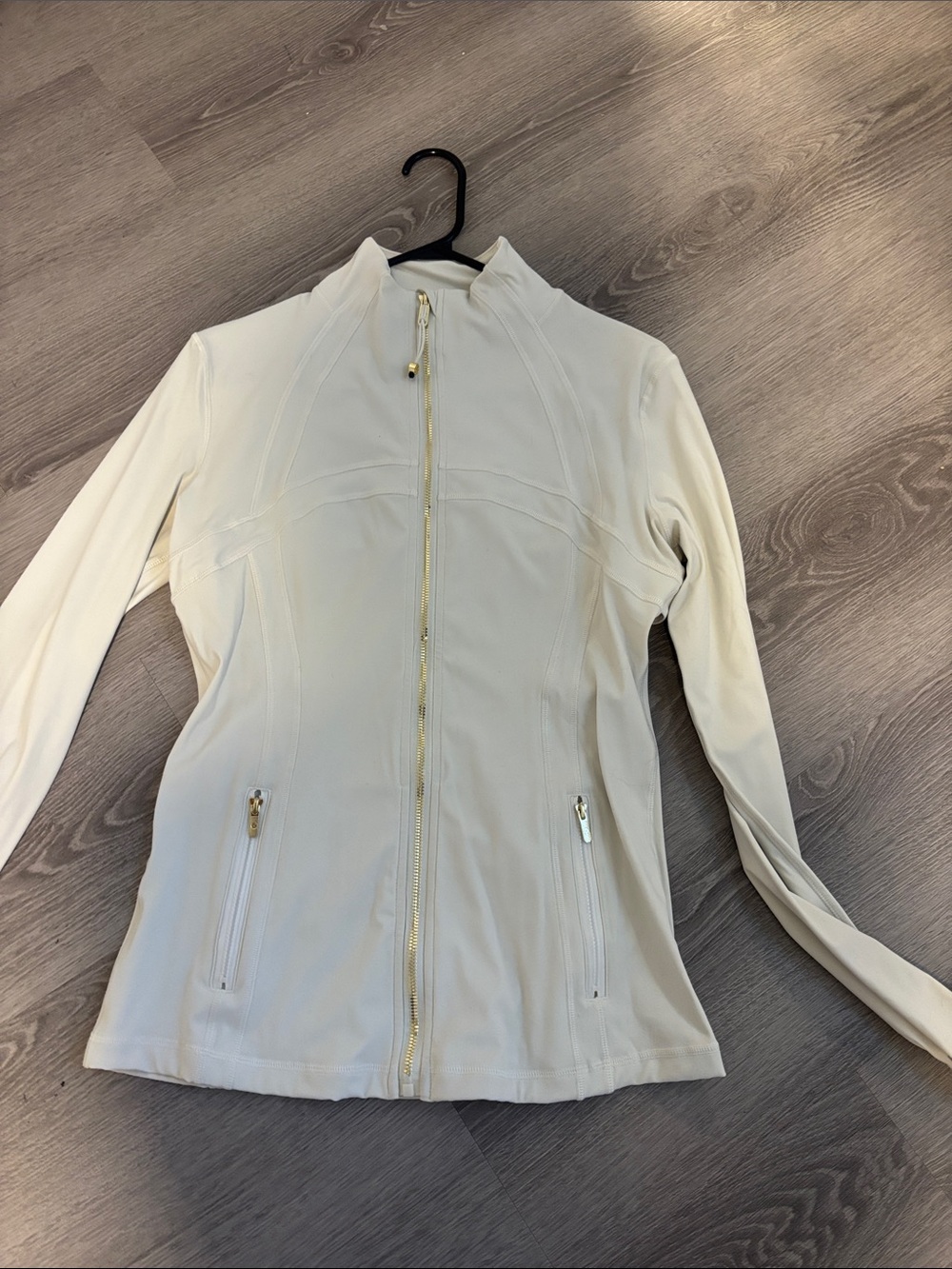 Women's Cream Utility Jacket with Gold Zipper